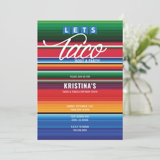 ～でのパーティーテーマカラフルのタコ 招待状 (スタンド正面)