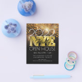 ~での大晦日のパーティーモダンはっきりした金ゴールド花火 チラシ (シングル)