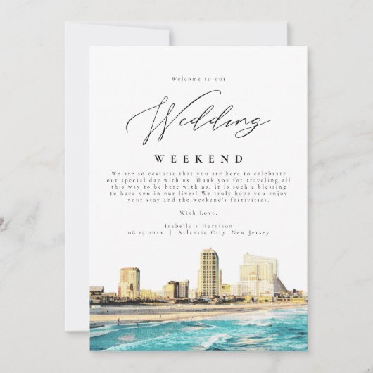 ～での大西結婚洋市の週末の歓迎旅程 招待状 (正面)