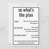 では、どんなプランにしようか。シンプルなデザインにちょっとした詳細を加えて 招待状 (正面)