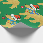 でもいけな素敵なクリスマスゴールデンドルグリーン ラッピングペーパー (角)