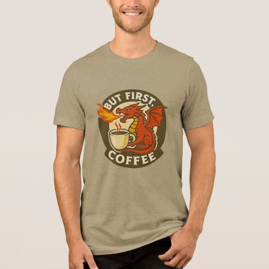 でもまずはコーヒー ドラゴン 冗談 java中毒ギフト  トライブレンドＴシャツ (正面)