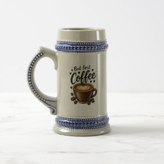 でもまずはコーヒー 優しい朝の引用 ビールジョッキ
