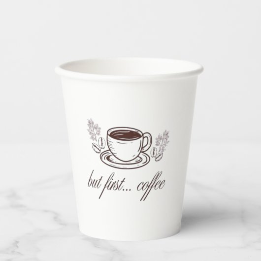 でもまずは…コーヒー - おもしろコーヒーの引用 紙コップ (正面)