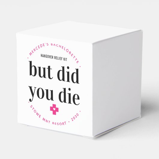 でも二日酔いで死んだパーソナライズされたバチェロレッテ フェイバーボックス (裏面サイド)