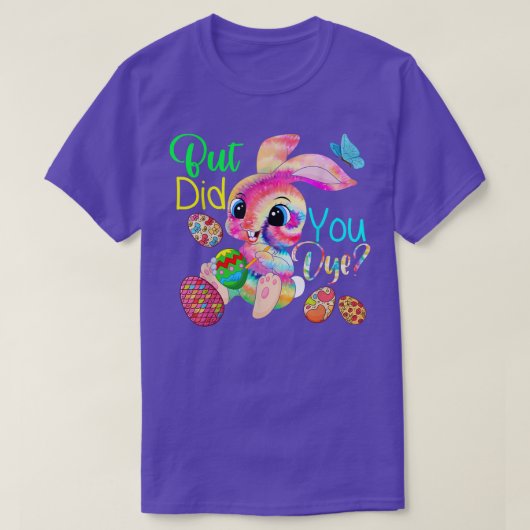 でも可愛い絞り染めバニー絵画の卵を染めた Tシャツ (デザイン正面)