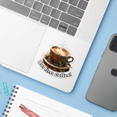 でも最初のコーヒー! シール (ノートパソコンとiPhone)