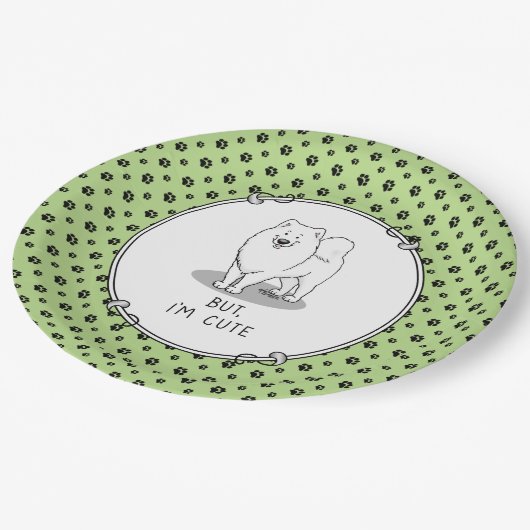 でも私はかわいいサモイド犬です ペーパープレート (アングル)