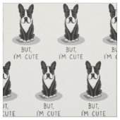 でも私は可愛いボストンテリア(黒)おもしろい犬 ファブリック (見本)