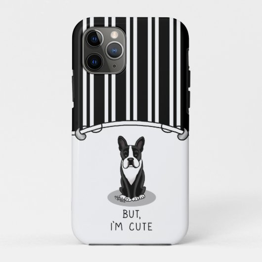 でも、私は可愛いボストン·テリアー(黒)おもしろい犬 Case-Mate iPhoneケース (裏面)