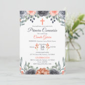 ~でエレガントの初聖餐式に彩られたサーモンスペインの 招待状 (スタンド正面)