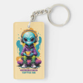 ～でゾーン外コーヒーで調整される | かわいいエイリアンアート キーホルダー (裏面)