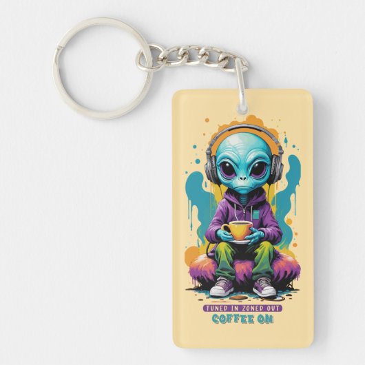～でゾーン外コーヒーで調整される | かわいいエイリアンアート キーホルダー (正面)