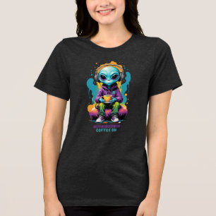 ~でゾーン外コーヒーで調整される かわいいエイリアンアート トライブレンドTシャツ