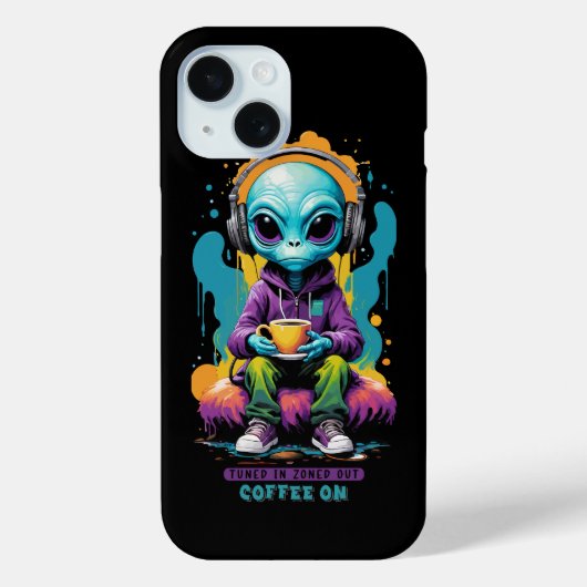 ～でゾーン外コーヒーで調整される | かわいいエイリアンアート Case-Mate iPhoneケース (裏面)