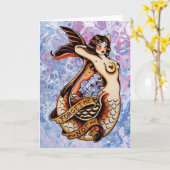 で忘れはない – ヴィンテージ・マーメイド・タトゥー・アート・カード カード (黄色い花)