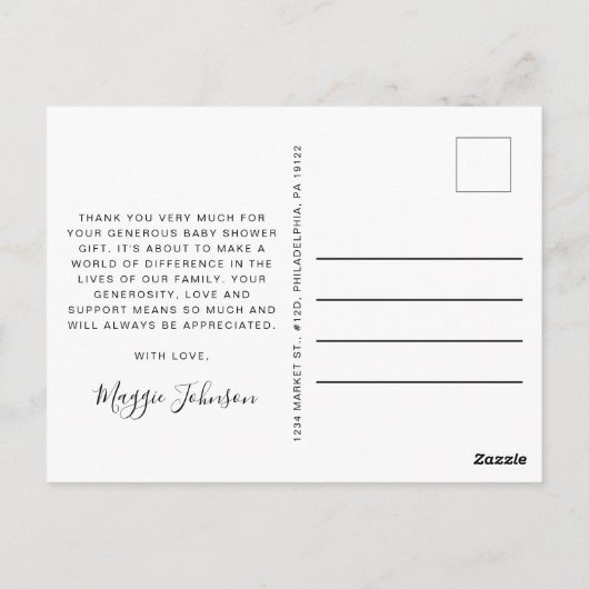 ~で運転するサファリ感謝していアベビーシャワー ポストカード (裏面)