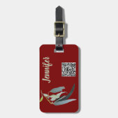 ～という名のクリスマス淡い色の暗赤色と緑色 ラゲッジタグ (正面縦)