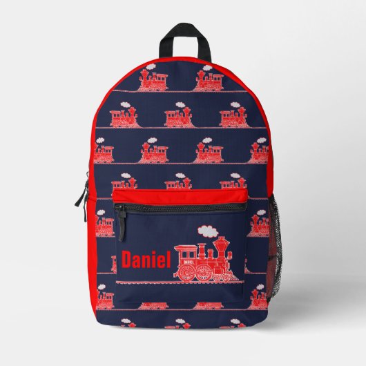 ～という名前の赤い蒸気機関車の子供たち プリントバックパック (正面)