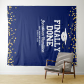 とうとう完成 ネイビーブルーの卒業パーティー背景 タペストリー (インサイチュ(横))