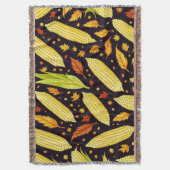 とうもろこし柄 ハーベストデイ オータム フリース ブランケット (正面縦)
