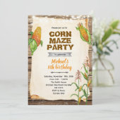 とうもろこし迷路の誕生日パーティー招待状 招待状 (スタンド正面)