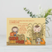 とうもろこし迷路パーティー（男の子）招待状 招待状 (スタンド正面)