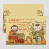 とうもろこし迷路パーティー（男の子）招待状 招待状 (正面/裏面)