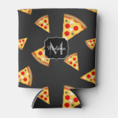 とおもしろいのピザクールスライスは、モノグラムをパターン化する 缶クーラー (正面)