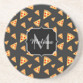 とおもしろいカッコいいピザのスライスはモノグラムのパターン コースター (正面)