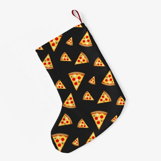 とおもしろいカッコいいピザのスライスはモノグラムのパターン スモールクリスマスストッキング (裏面 (吊り時))