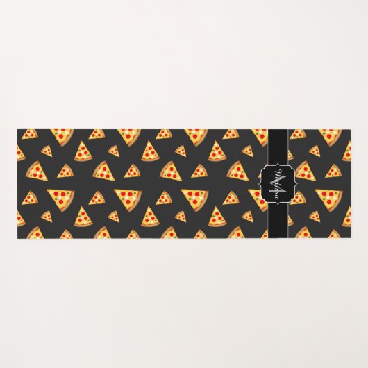 とおもしろいカッコいいピザのスライスはモノグラムのパターン ヨガマット (裏面(横))