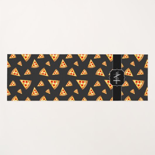 とおもしろいカッコいいピザのスライスはモノグラムのパターン ヨガマット (正面(横))