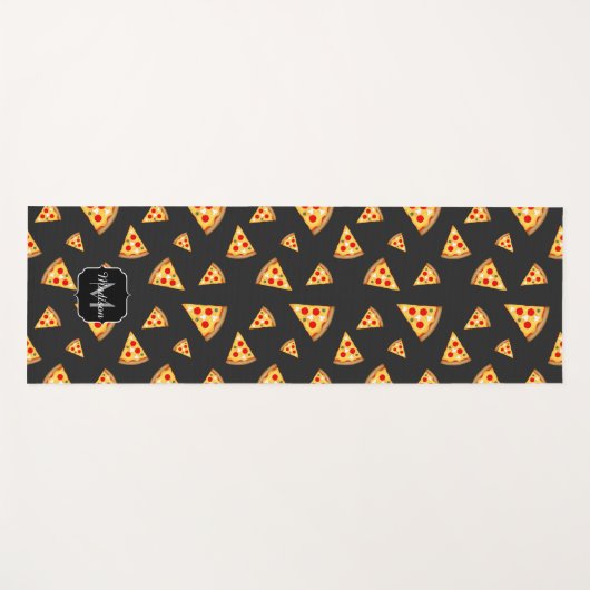 とおもしろいカッコいいピザのスライスはモノグラムのパターン ヨガマット (正面(横))