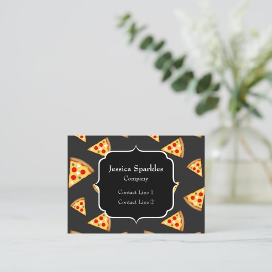 とおもしろいカッコいいピザのスライスはモノグラムのパターン 名刺 (スタンド正面)