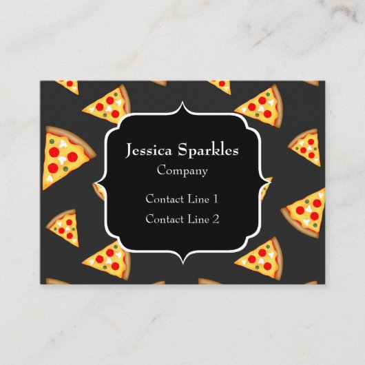 とおもしろいカッコいいピザのスライスはモノグラムのパターン 名刺 (正面)