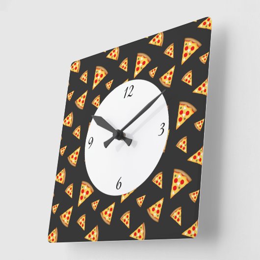 とおもしろいカッコいいピザのスライス番号のパターン スクエア壁時計 (傾斜)