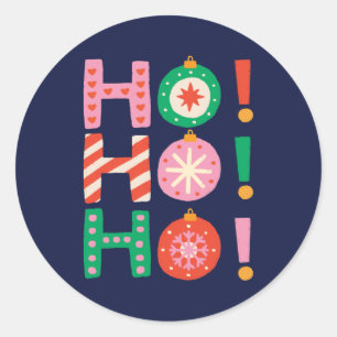 とおもしろいカラフルHO HO NAVY Blue Christmas ラウンドシール