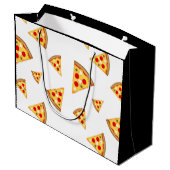 とおもしろいクールピザのスライスのパターンMonogram白 ラージペーパーバッグ (裏面アングル)