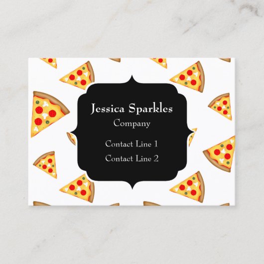 とおもしろいクールピザのスライスのパターンMonogram白 名刺 (正面)