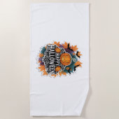 とおもしろいハロワ不気味イン引用文幸せ ビーチタオル (正面)