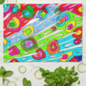 とお洒落ぽっカラフルぽい花キッチンタオル キッチンタオル (折り畳み)