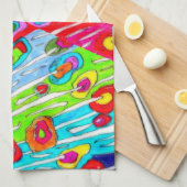 とお洒落ぽっカラフルぽい花キッチンタオル キッチンタオル (四つ折り)