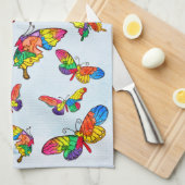 とお洒落蝶カラフル品揃え キッチンタオル (四つ折り)