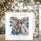 とかわいらしシンプルな金ゴールド家族の写真クリスマス シーズンカード