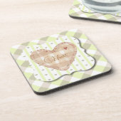 とかわいらしハートパタユニークーンの影付けタータンチェック コースター (左側)