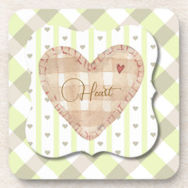 とかわいらしハートパタユニークーンの影付けタータンチェック コースター