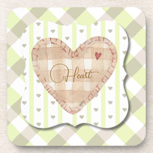 とかわいらしハートパタユニークーンの影付けタータンチェック コースター (正面)