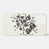 とがった葉との入れ墨のスタイルの抽象芸術の花柄 Case-Mate iPhoneケース (裏面 (横))