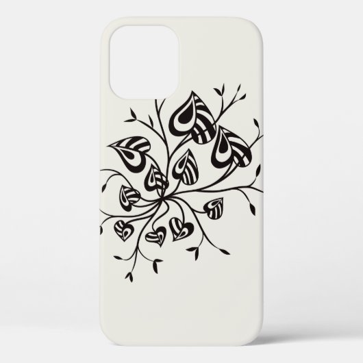 とがった葉との入れ墨のスタイルの抽象芸術の花柄 Case-Mate iPhoneケース (裏面)